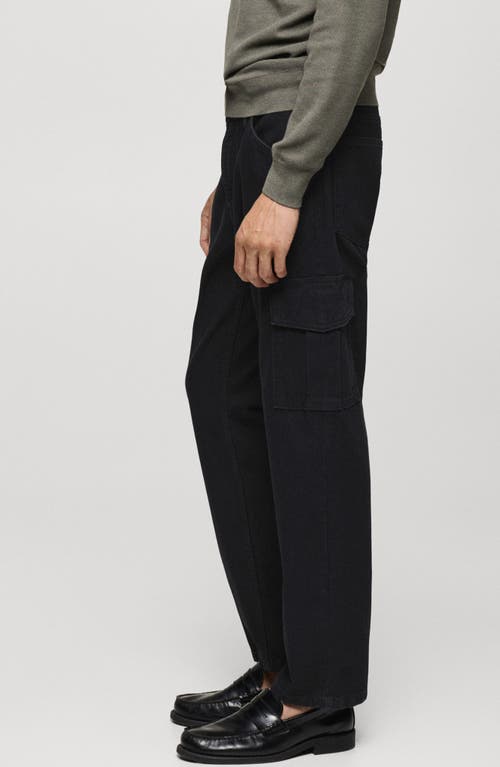 Mango Regular Fit Cargo Jeans In Black Denim