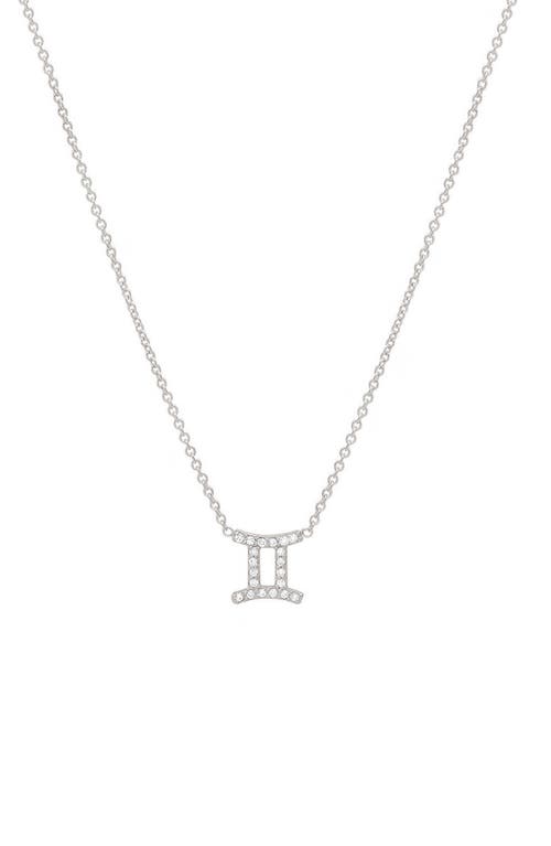 Diamond Zodiac Pendant Necklace in 14K White Gold - Gemini