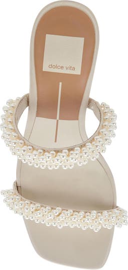 NOEL Wide Heels Vanilla Pearls  Vanilla Pearl Bead Heels – Dolce Vita
