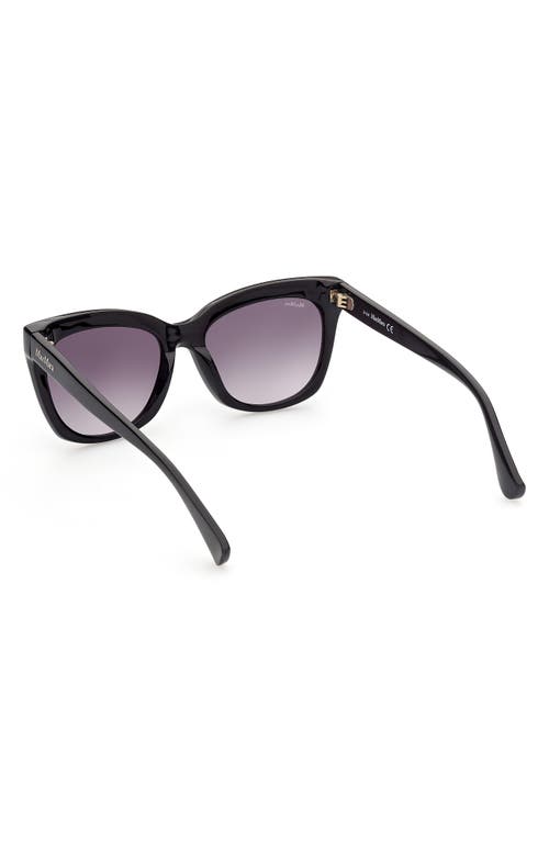 Shop Max Mara 55mm Square Sunglasses In Shiny Black/gradient Smoke