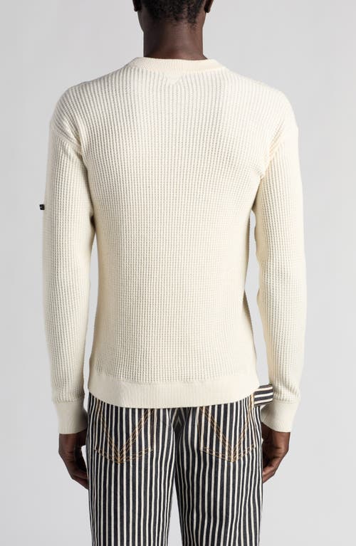 Shop Bottega Veneta Hemp & Cotton Waffle Knit Crewneck Sweater In 9300 Dove/chalk