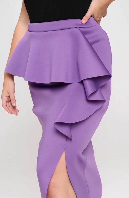 Shop L I V D Ruffle Peplum Midi Skirt In Orchid