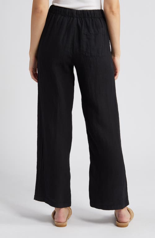 Caslon Drawstring Wide Leg Linen Pants In Black