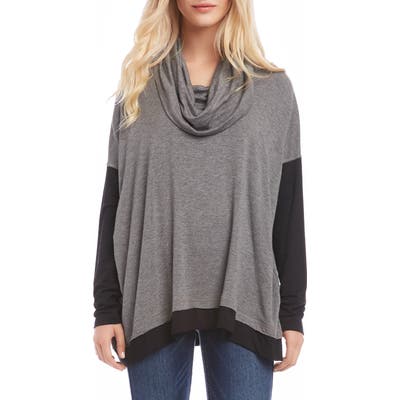 Karen Kane Colorblock Cowl Neck Long Sleeve Top, Grey