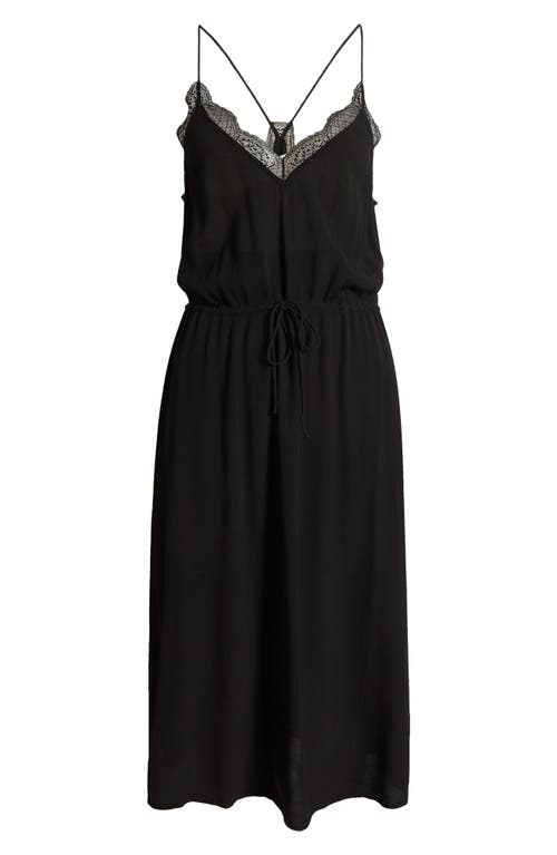 Shop Treasure & Bond Lace Trim Drawstring Waist Slipdress In Black