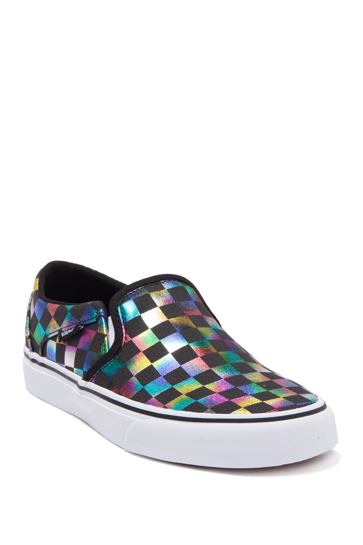 vans slip on iridescent checkerboard