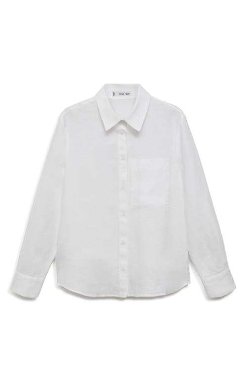 Mango Linen Button-up Shirt In Off White