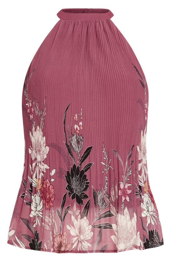 City Chic Tiffany Floral Print Sleeveless Top In Roseberry Botanic Br