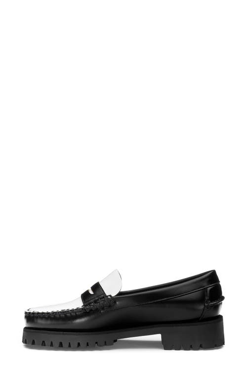 Shop Sebago Dan Lug Waterproof Platform Loafer In Black/white