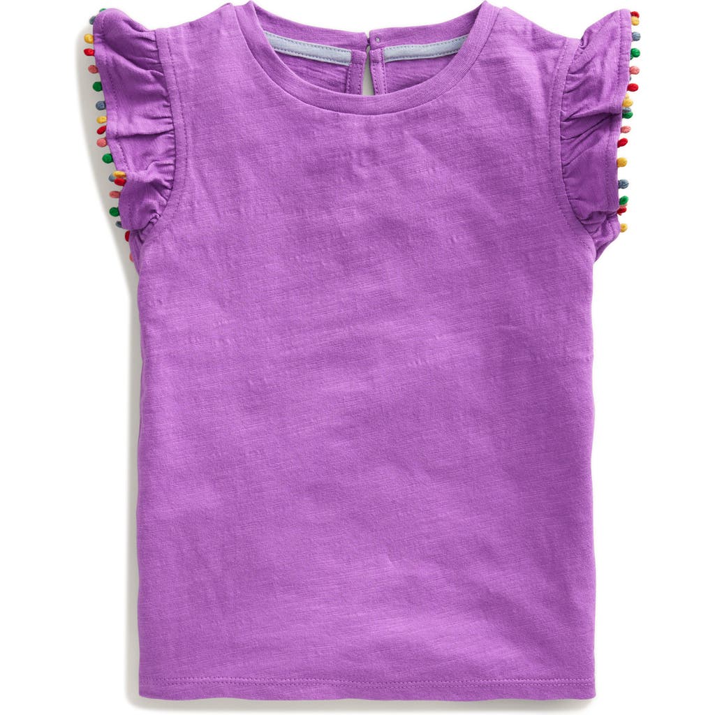 Mini Boden Kids' Flutter Sleeve Cotton T-shirt In Purple