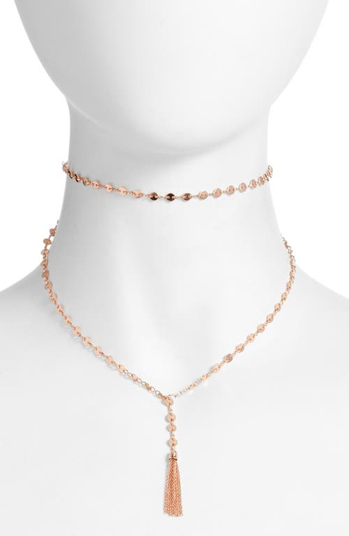 Abbie Tiered Y-Choker in Rose Gold