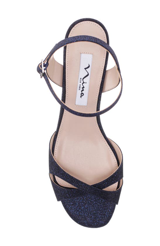 Shop Nina Flora Ankle Strap Wedge Sandal In Navy