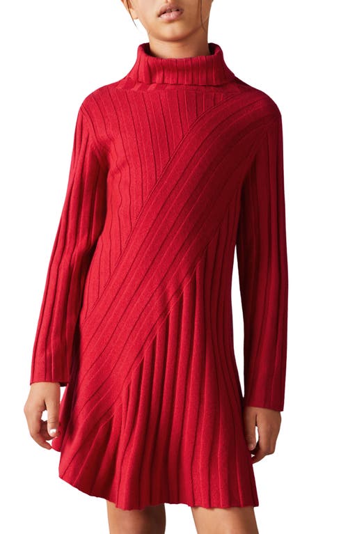 Shop Reiss Kids' Cady Long Sleeve Wool & Cashmere Blend Sweater Dress In Red