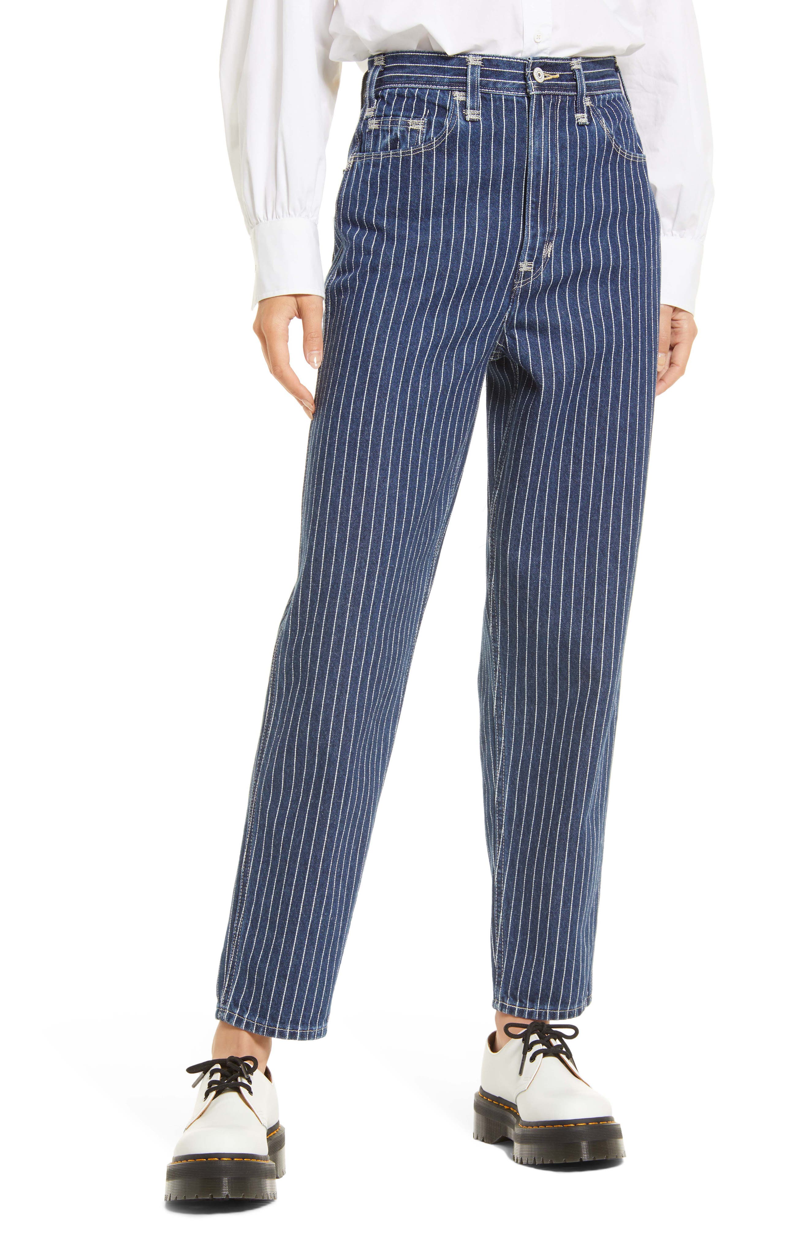 High Waist Loose Tapered Ankle Jeans 