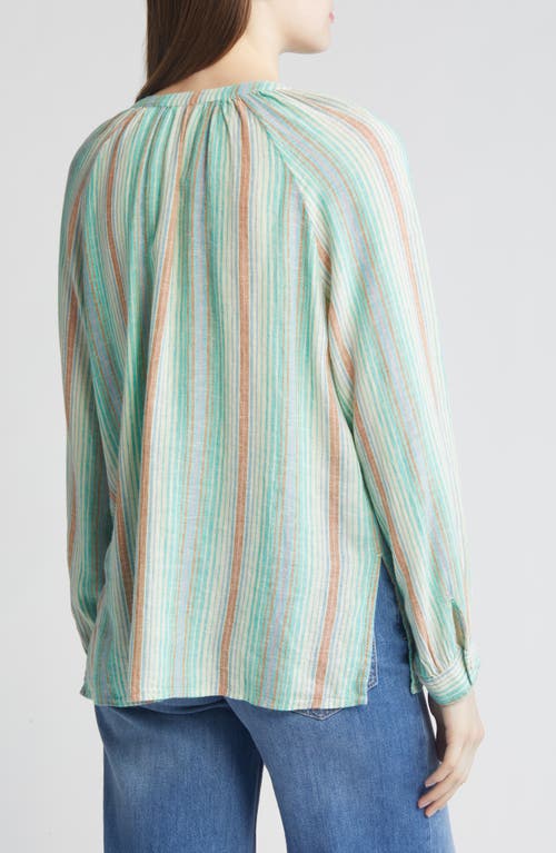 RAILS RAILS BRIELLE STRIPE TIE FRONT LINEN BLEND TOP 