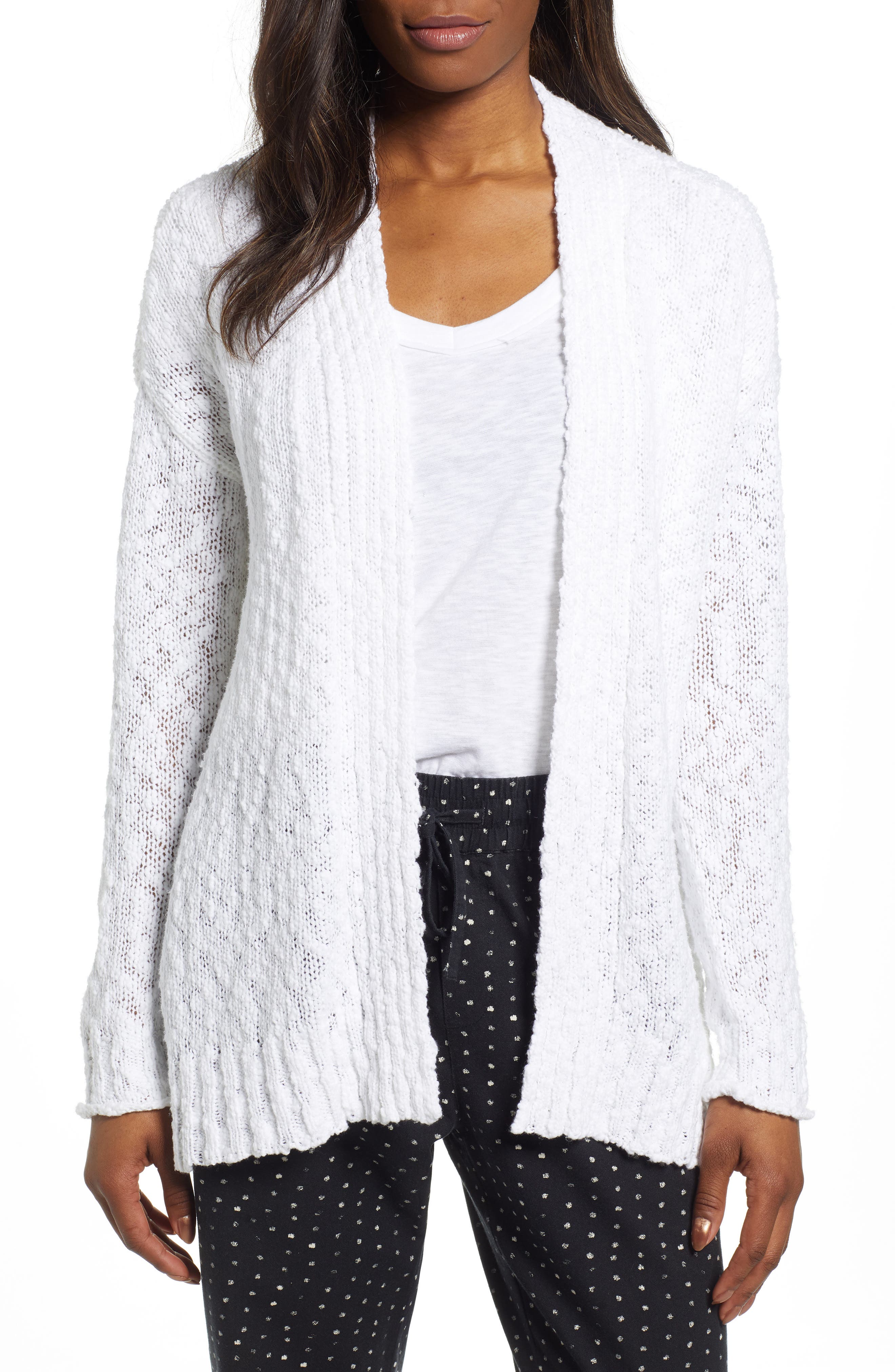 Petite Caslon Easy Open Cardigan, White