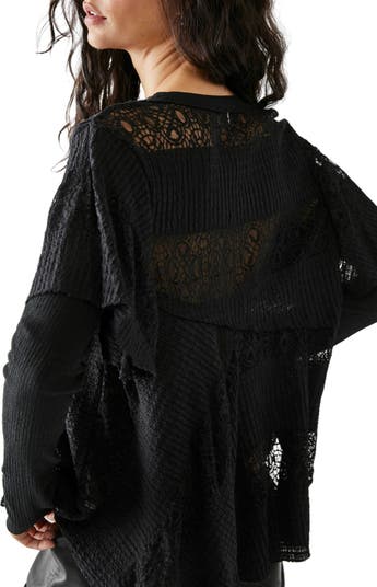 Free People Tell Tale Lace Tunic Black Long Sleeve Mock Neck Cut Out –  ShopAA