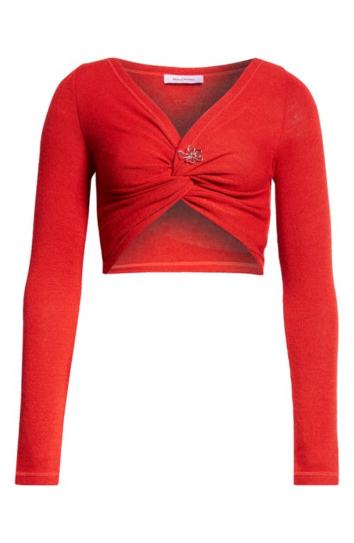 Shop Maccapani The Angela Twist Detail Long Sleeve Crop Top In Red