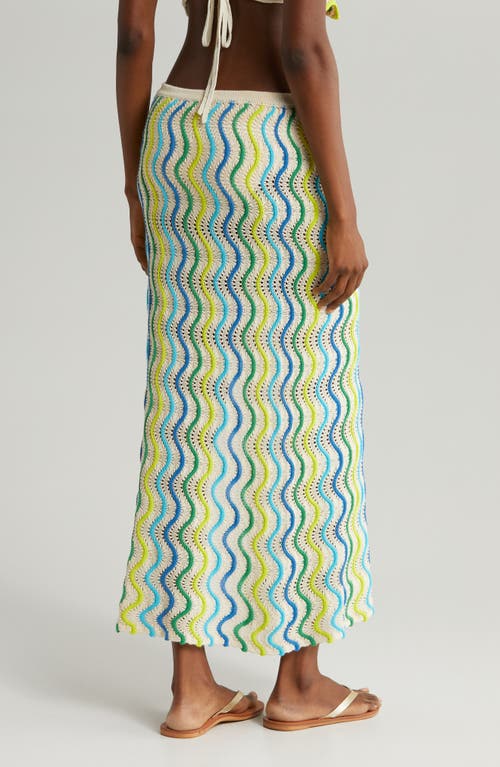 Shop Capittana Jade Stripe Cover-up Sweater Skirt In Jade Multi