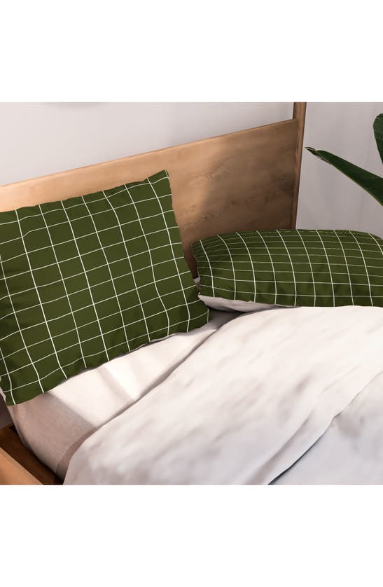 Deny Designs Grid Duvet Cover & Shams Set In Green