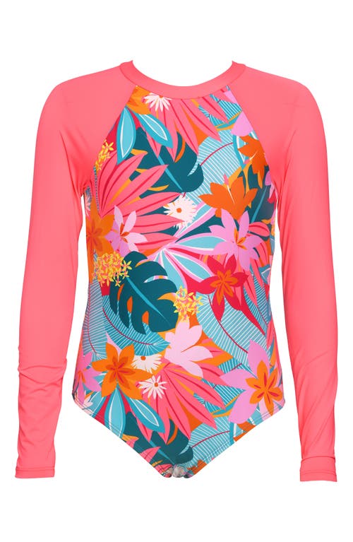 Hobie Kids' Aloha Long Sleeve One-Piece Rashguard Swimsuit in Multi