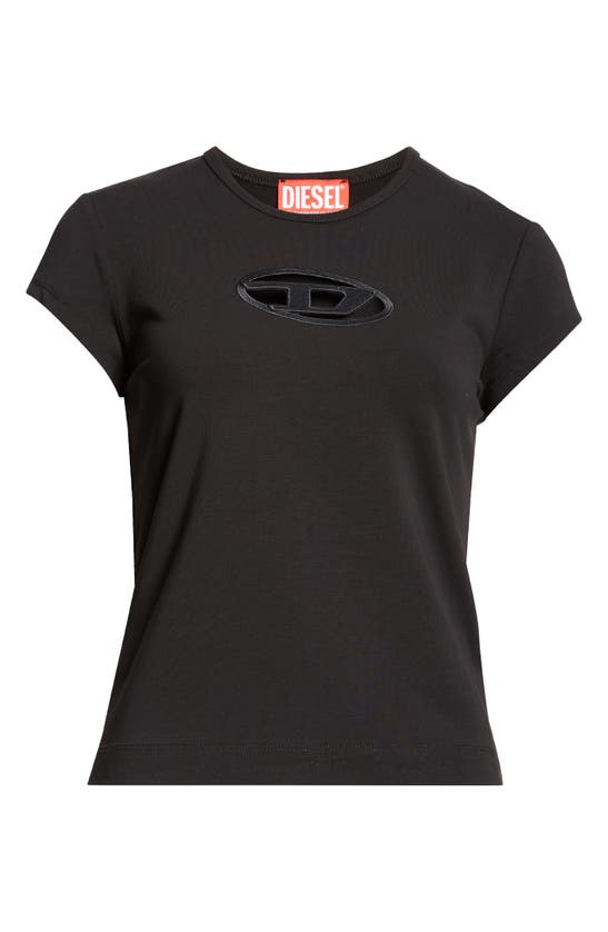 Shop Diesel T-angie Embroidered Logo Cutout T-shirt In Very/ Black
