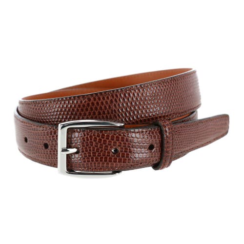 Shop Trafalgar Windsor 30mm Genuine Lizard Belt In Brown