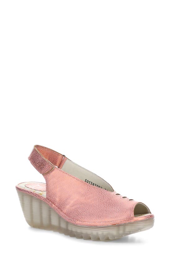 Fly London Yeay Peep Toe Sandal In Salmon Lamar