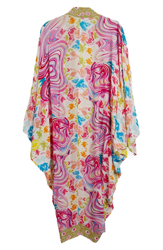 Saachi Mix Print Ruana In Pink Multi