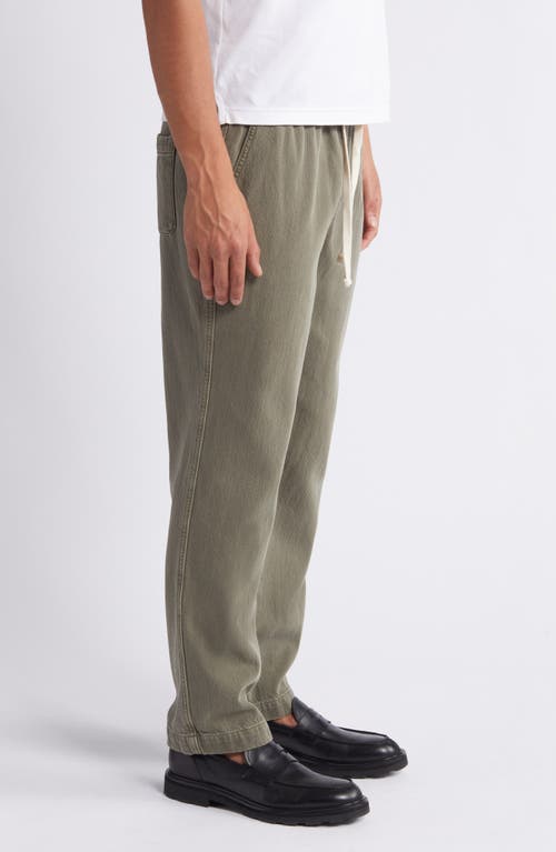 Frame Drawstring Terry Cloth Travel Pants In Smokey Olive