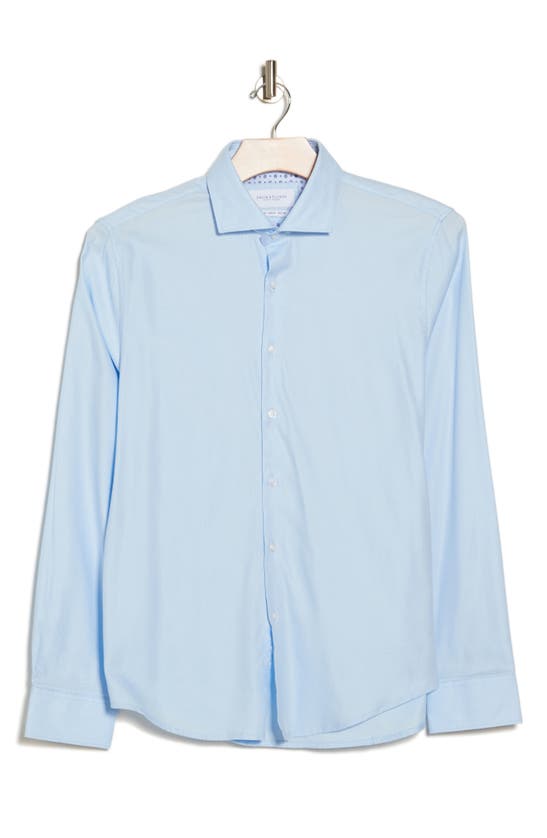 Shop Denim And Flower Cotton Blend Dobby Button-up Shirt In Powder Blue