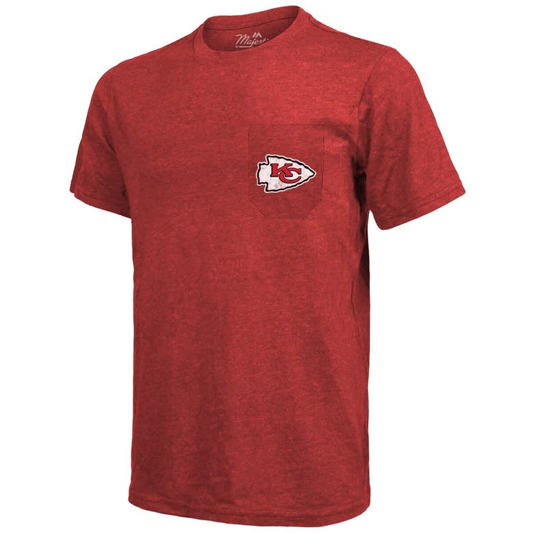 Shop Majestic Threads Red Kansas City Chiefs Super Bowl Lviii Champions Tri-blend Pocket T-shirt