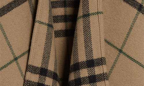 Shop Burberry Giant Check Fringe Wool & Cashmere Cape In Linden