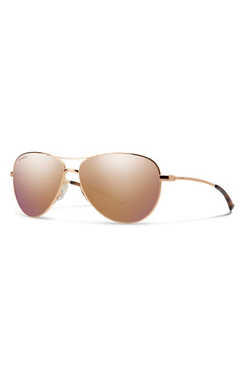 Shop Smith Langley 60mm Chromapop™ Polarized Aviator Sunglasses In Rose Gold/rose Gold Mirror