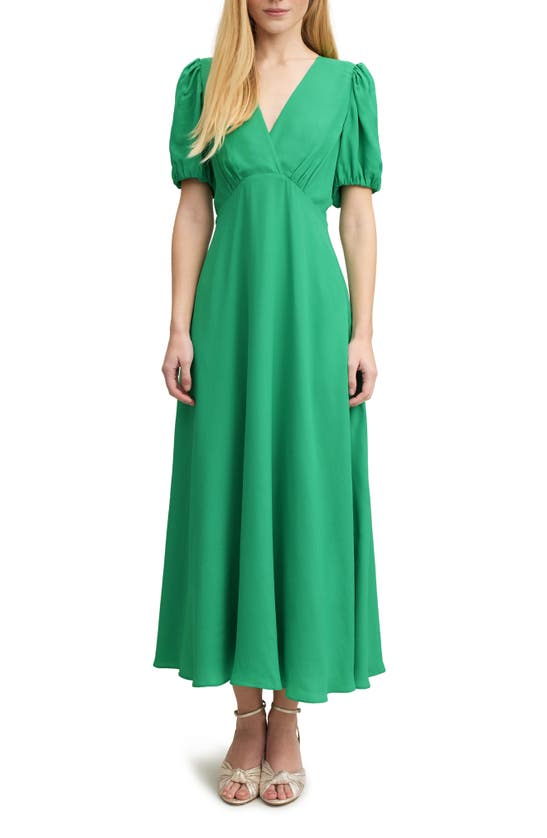 Shop Lk Bennett Hermia V-neck Midi A-line Dress In Green