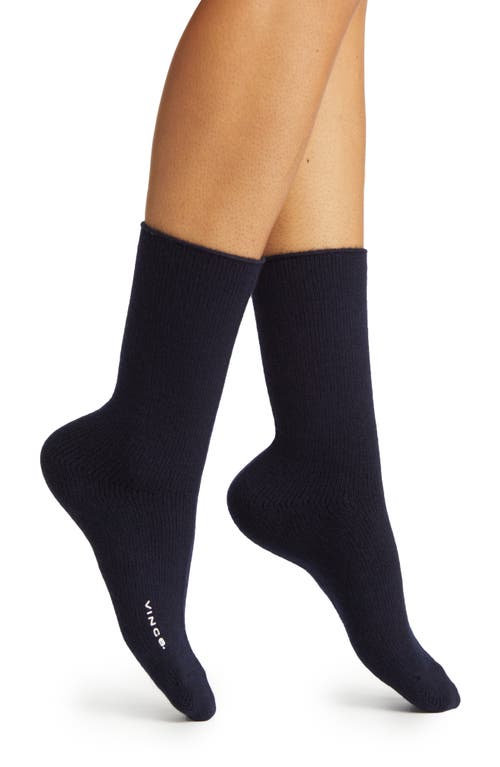 Cashmere Jersey Crew Socks in Navy