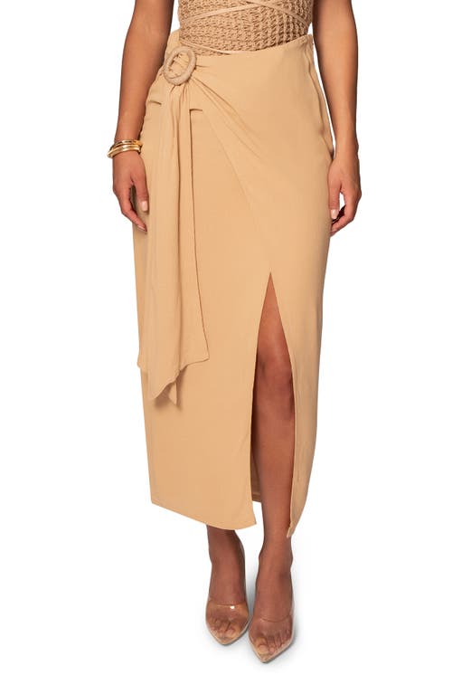 Jluxlabel Athea Faux Wrap Drape Skirt In Beige