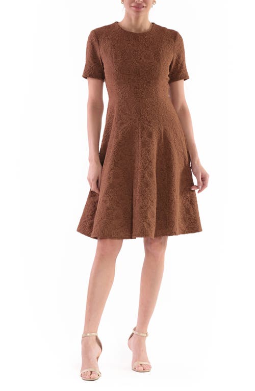 Julia Jordan Floral Jacquard Fit & Flare Dress Cocoa at Nordstrom,