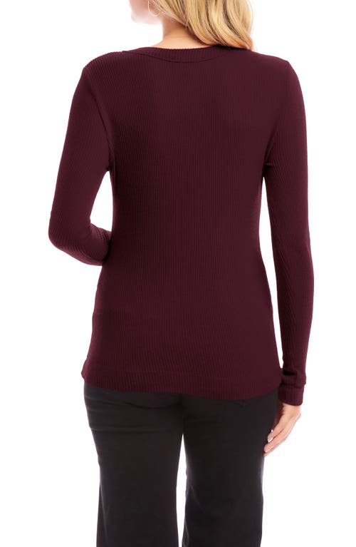 Shop Karen Kane V-neck Brushed Rib Top In Wine