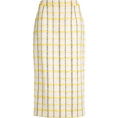 Petite Halogen Plaid Tweed Pencil Skirt, Ivory