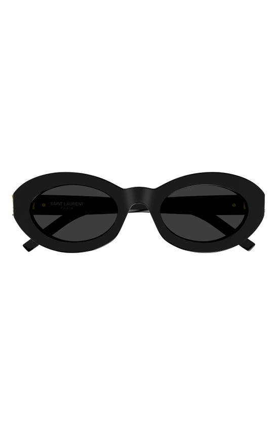Shop Saint Laurent 52mm Round Sunglasses In Black