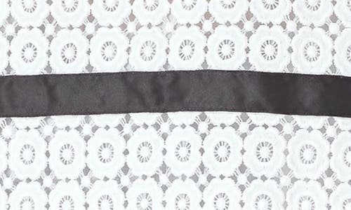 English Factory Lace Stripe Top In White/black