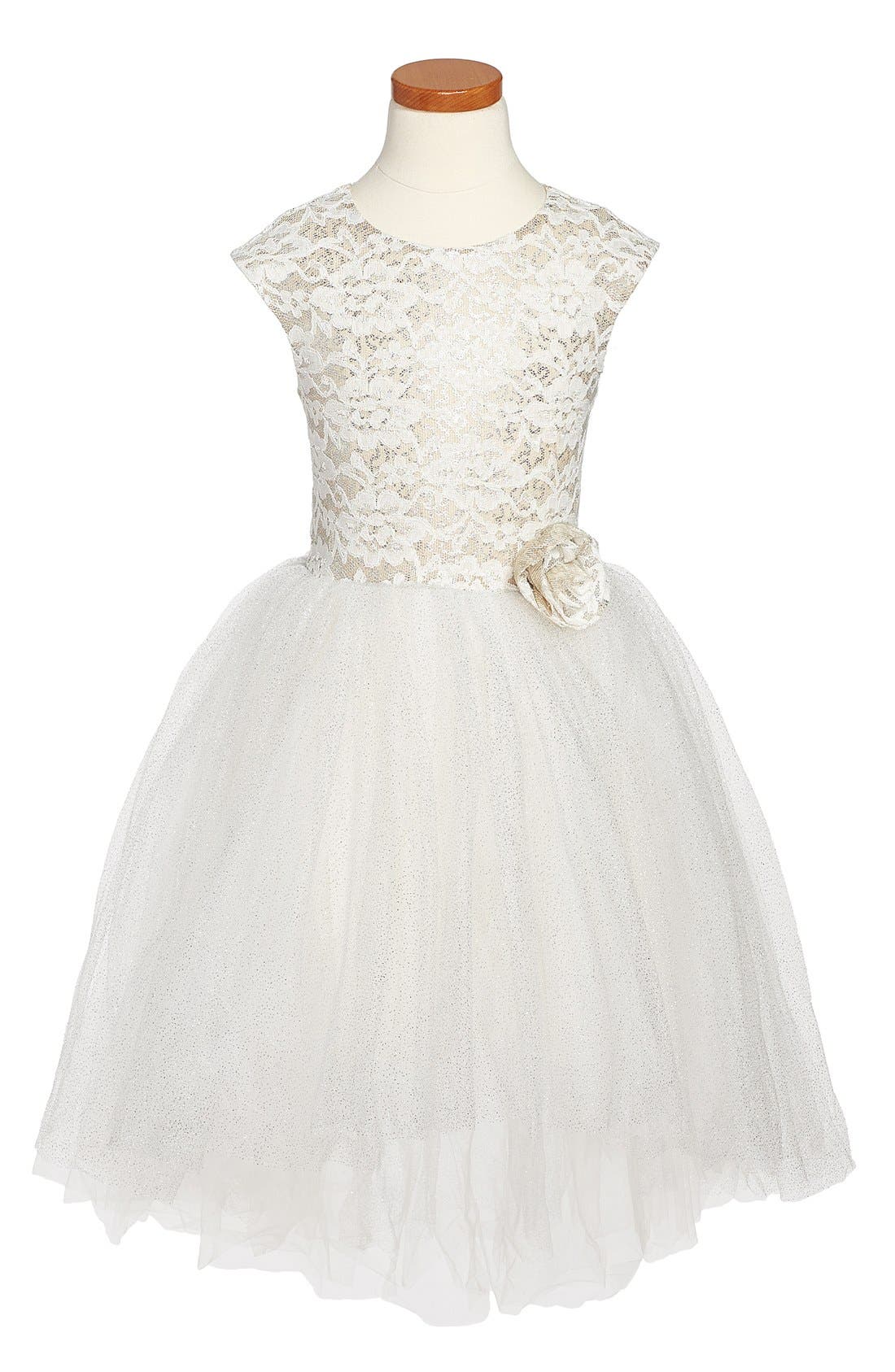 Halabaloo Lace & Glitter Party Dress (Toddler Girls, Little Girls & Big