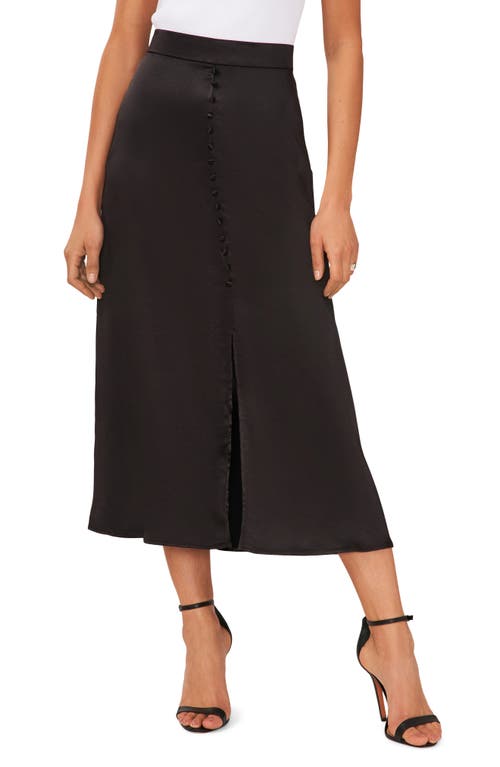 halogen(r) Hammered Satin A-Line Midi Skirt in Rich Black