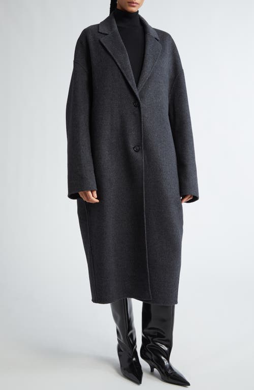 Shop Totême Toteme Double Face Wool Cocoon Coat In Charcoal Melange