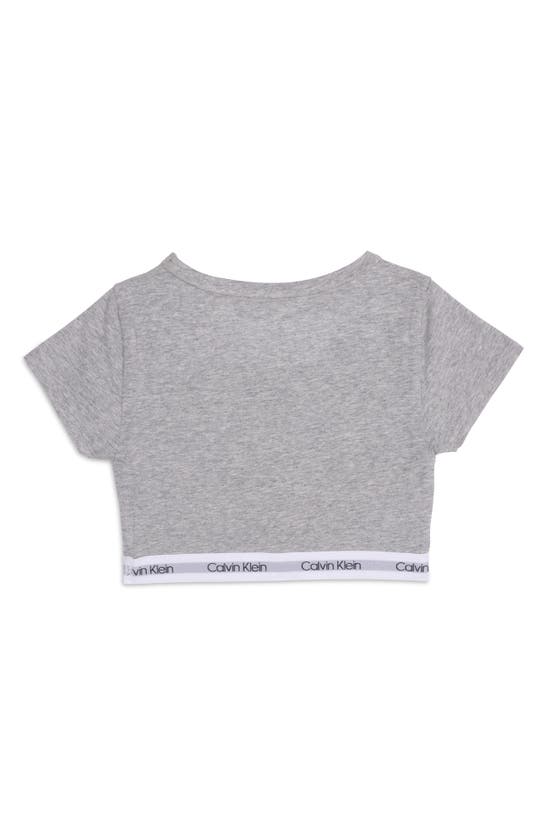 Shop Calvin Klein Kids' Crop T-shirt In Heather Grey