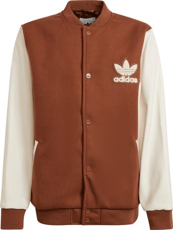 Adidas Originals Big Kids Adicolor Varsity Jacket Brown Size XL Polyester