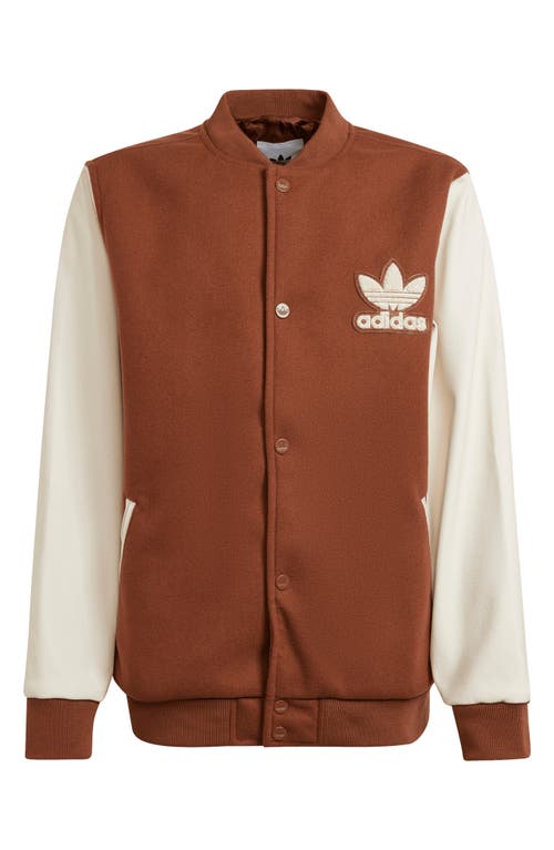 Shop Adidas Originals Kids' Vrct Varsity Jacket In Preloved Brown