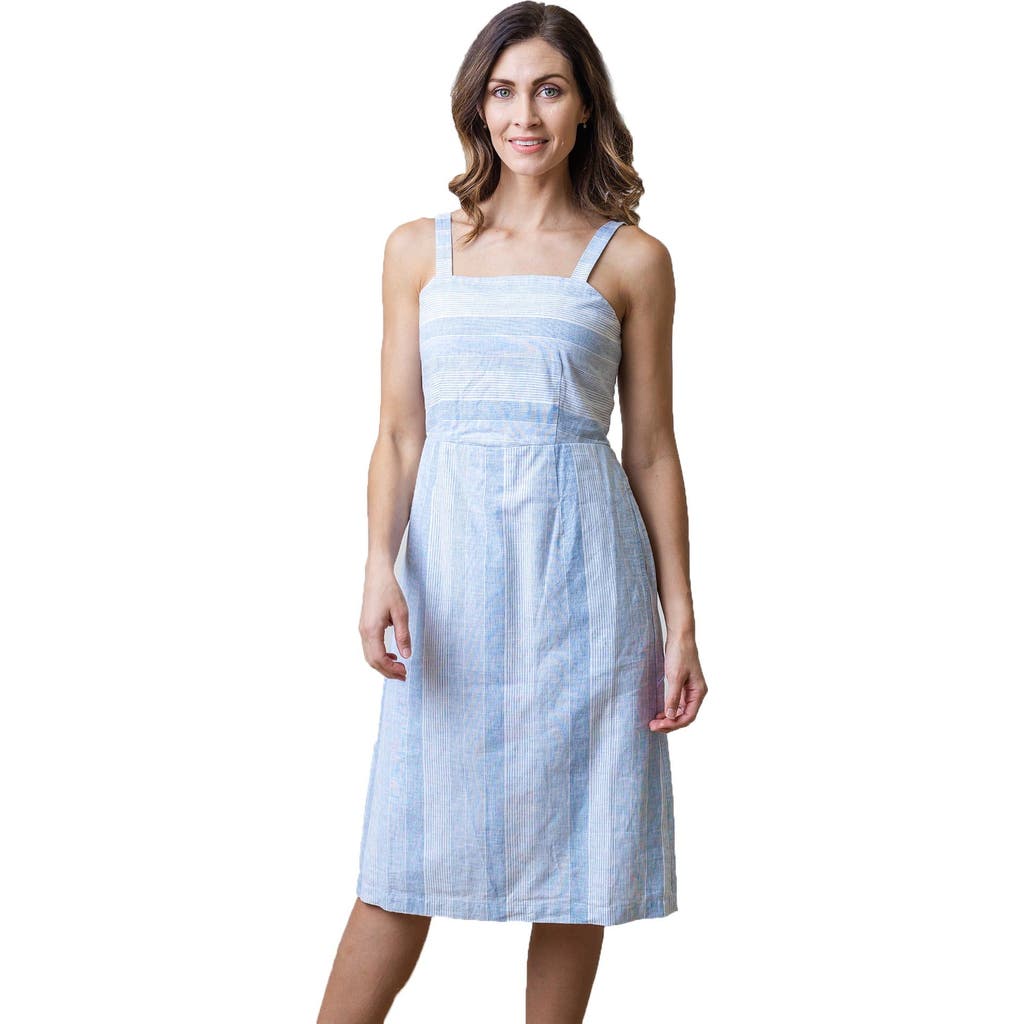 Shop Hope & Henry Sleeveless Sheath Dress In Blue Ombre Stripe Linen