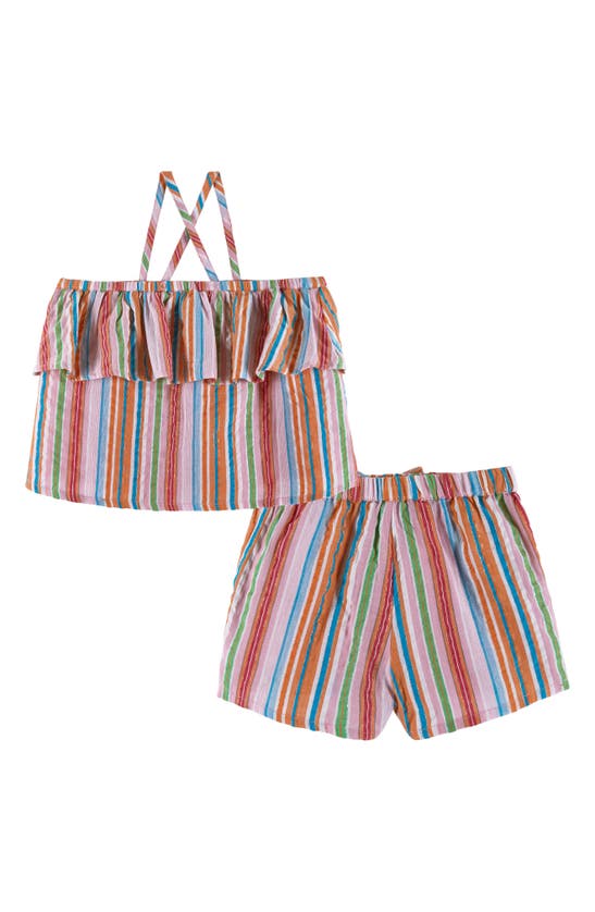 Shop Andy & Evan Kids' Metallic Stripe Tank & Shorts Set In Lurex Stripe